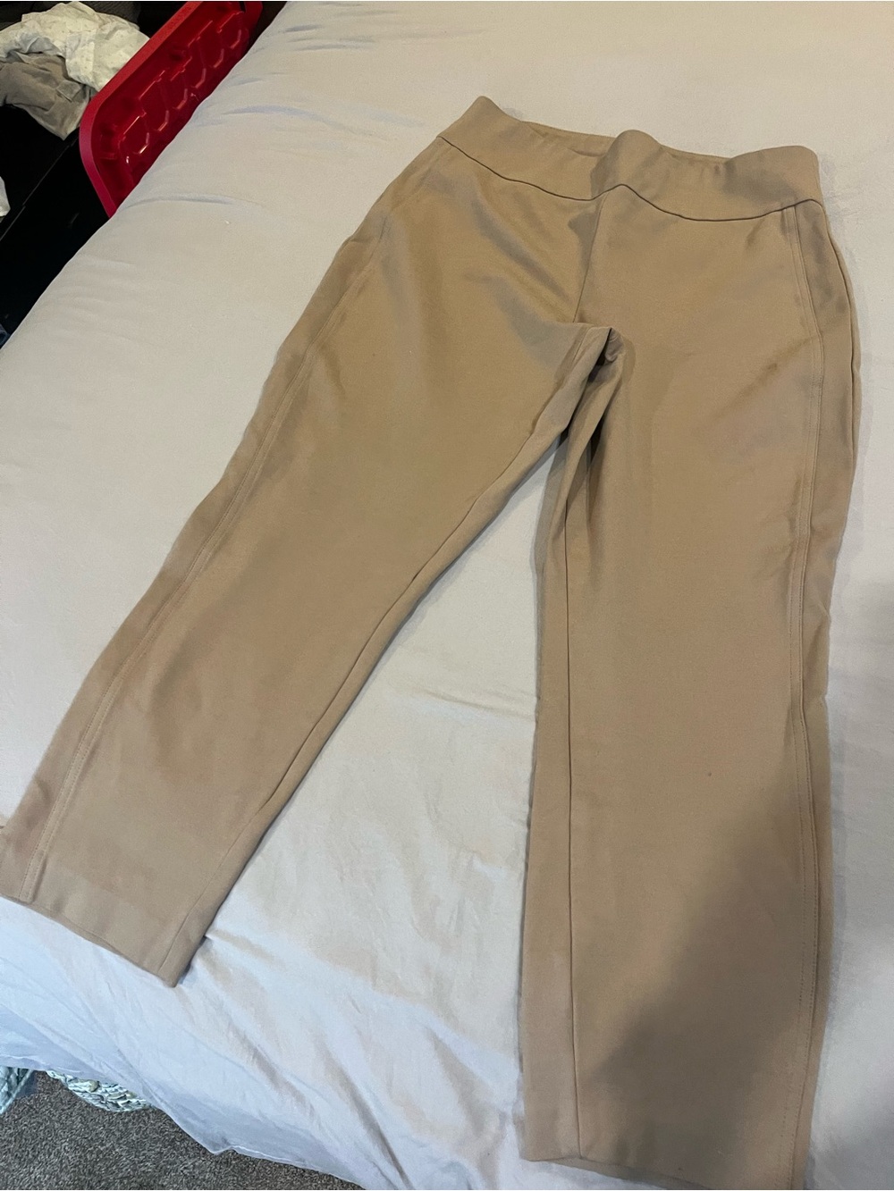 Express Women's Khaki Straight-Leg Ponte Trousers